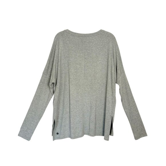 Zella Women's V Neck Long Sleeve Oversize Top in Gray - Sz M - Picture 2 of 6
